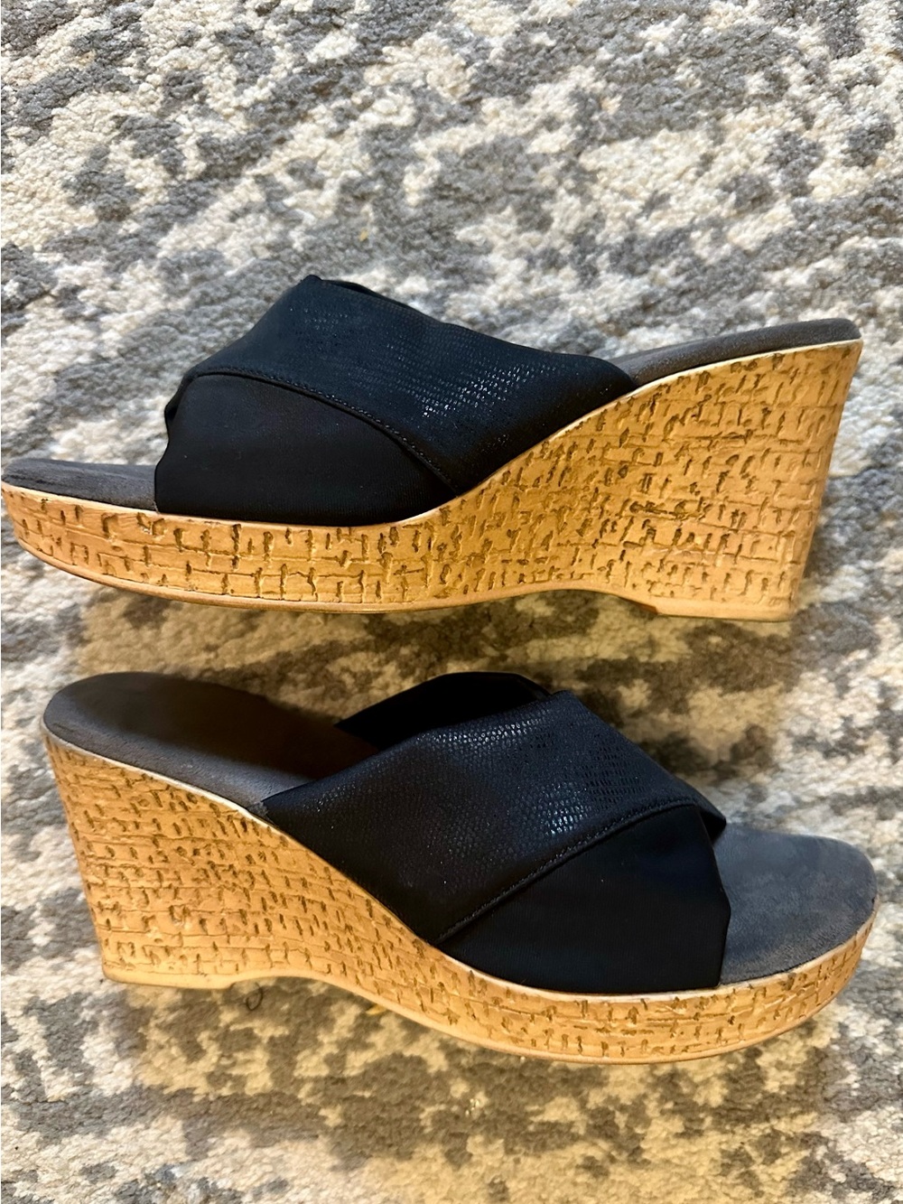 Women’s Black Wedge Slide Sandals